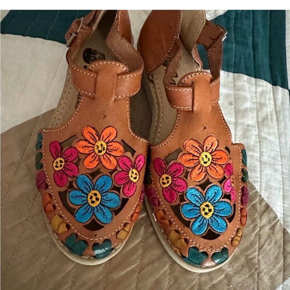 Colorful Floral Embroidered Sandals